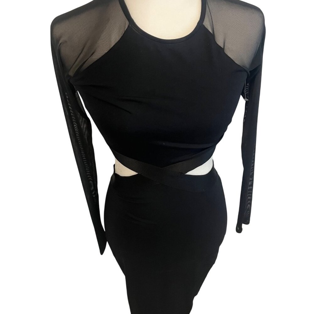 Bebe Melanie Cut Out Midi Black Dress Size XS